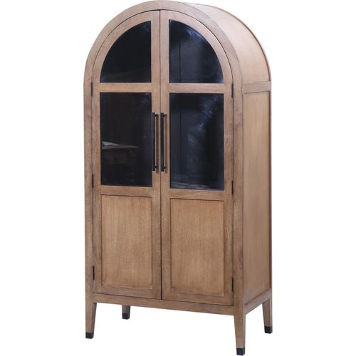 Marrakesch Industrial Vitrinenschrank Vitrine aus Holz & Glas 180cm | Highboard Mehrzweckschrank Adalgo für Wohnzimmer Flur und Schlafzimmer als Vintage Möbel | Aktenschrank für das Büro