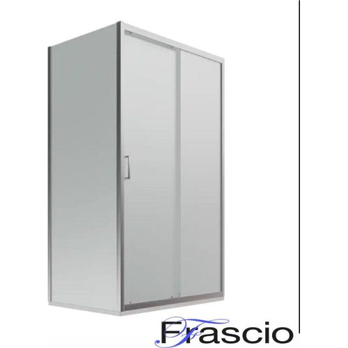 Duschkabine 95x110 mit Frontöffnung und Schiebetür, mit zwei Kristallen und einer festen Seite, quadratisch und rechteckig, aus satiniertem Hartglas - FRASCIO