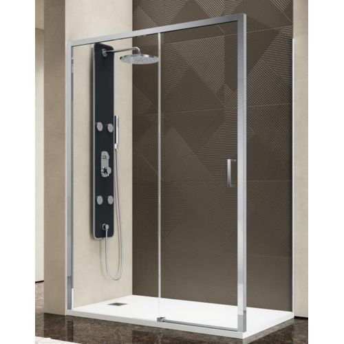 Duschkabine 65x150 mit Doppelverglasung und Öffnung vorne, mit einer festen Seite, einfacher Einstieg, aus transparentem Hartglas - FRASCIO