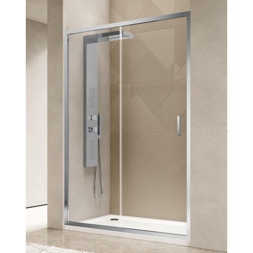 Duschkabine 100 cm Wandwand mit einem Festglas und einem Schiebeglas 200 cm hoch Transparent – FRASCIO