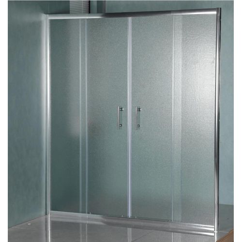Duschkabine 135 cm mit zentraler Öffnung und vier Kristallen aus satiniertem Hartglas - FRASCIO