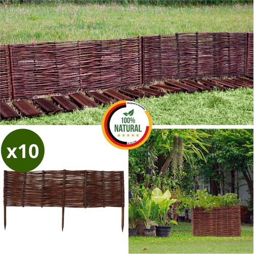 Floranica 10 Stück Beetbegrenzung aus Weide 20 cm x 100 cm Rasenkante aus Weidengeflecht Beeteinfassung Rasenkante Beetzaun Weidenzaun