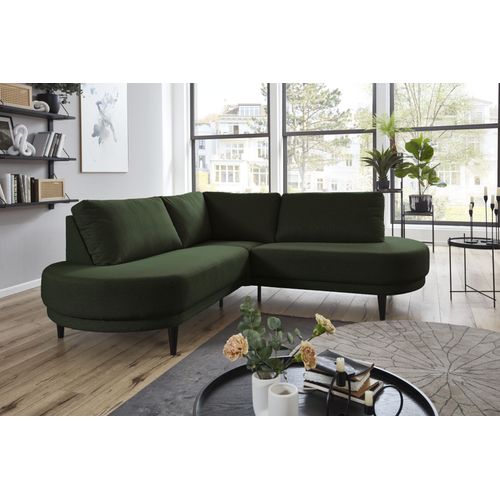 Ecksofa "Ronny L-Form", grün, B:200cm H:82cm T:200cm, ATLANTIC HOME COLLECTION, Sofas, Ecksofa, mit Wellenunterfederung, organische Formsprache, organisches Sofa
