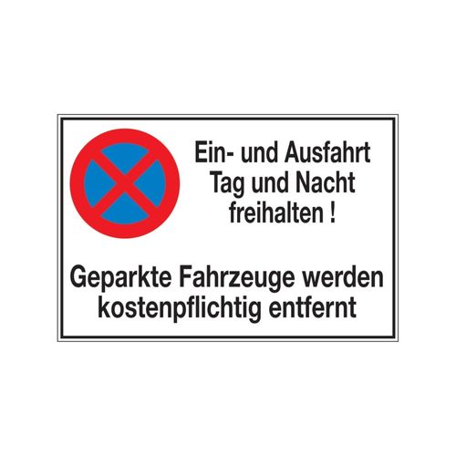 SafetyMarking Parkverbotsschild Alu B600xH400 mm Ein-und Ausfahrt freihalten ; wolk (11.5233)