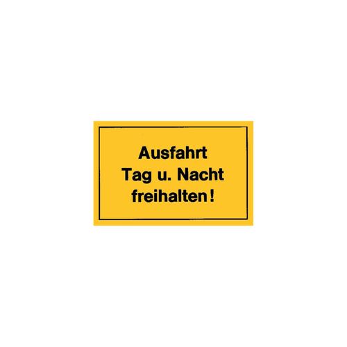 Verbotsschilder Ausfahrt Tagu.Nacht freih gelb ; Siebdruck Jäger (4317784368209)