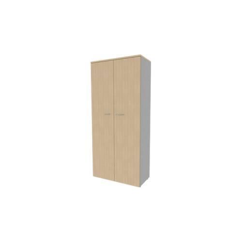 Schrank ARLON OFFICE, 5 Ordnerhöhen, abschließbar, B 900 x T 450 x H 2000 mm, Eiche-Dekor/alu