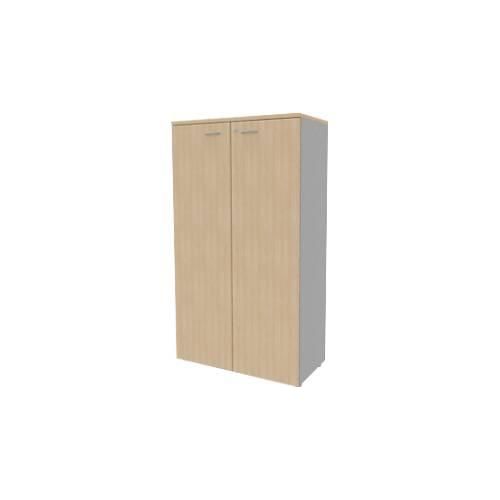 Schrank ARLON OFFICE, 4 Ordnerhöhen, abschließbar, B 900 x T 450 x H 1600 mm, Eiche-Dekor/alu