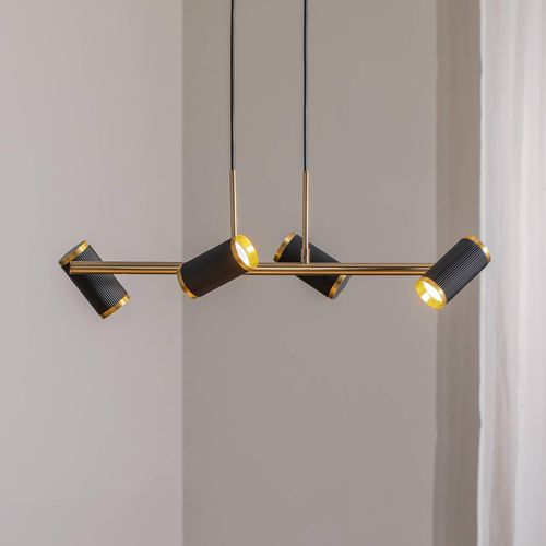 Hängelampe Lume schwarz/gold antik Länge 66 cm 4-flg. Metall
