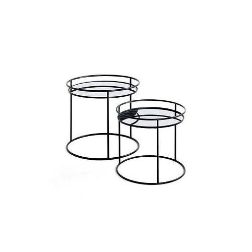 HAKU Möbel Beistelltische-Set Glas schwarz