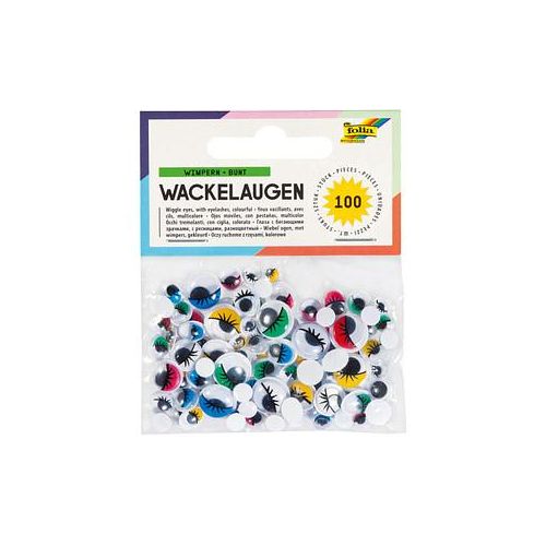 folia Wackelaugen mehrfarbig mit Wimpern farbig sortiert Ø unterschiedlich mm 100 St.