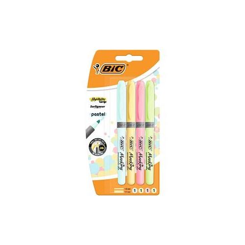 BIC Highlighter Grip Pastel Textmarker farbsortiert, 4 St.