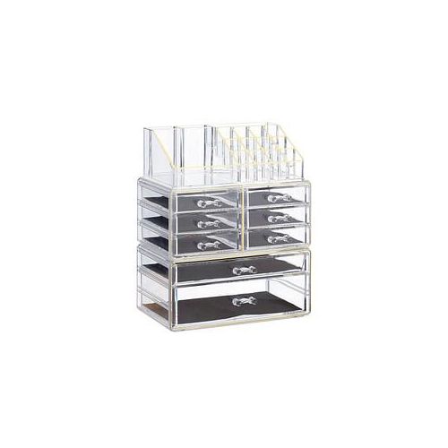 relaxdays Make-Up-Organizer transparent/gold