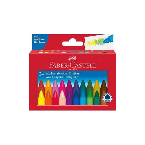 FABER-CASTELL Triangular Wachsmalstifte farbsortiert, 24 St.