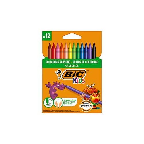 BIC Kids Plastidecor Wachsmalstifte farbsortiert, 12 St.