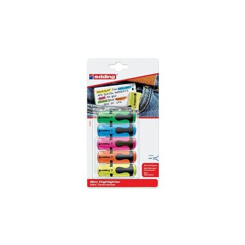 edding mini highlighter Textmarker farbsortiert, 5 St.