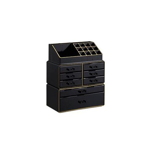relaxdays Make-Up-Organizer schwarz/gold