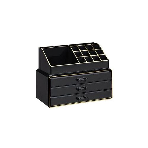 relaxdays Make-Up-Organizer schwarz/gold