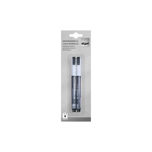 SIGEL 20 Kreidemarker weiß 1,0 - 2,0 mm, 2 St.