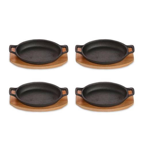 Echtwerk Pfannenset Big , Schwarz , Metall , 4-teilig , 0,25 L , oval , 12x3x18 cm , kratzfest , Kochen, Pfannen, Pfannensets
