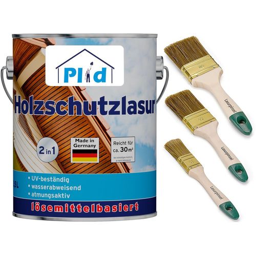 Holzlasur 2,5l Nussbaumfür ca. 50m² + Lasurpinselset 3-tlg. / Holzschutzlasur