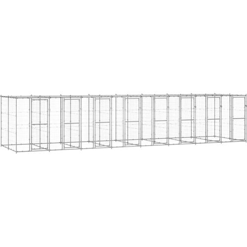 Outdoor-Hundezwinger mit Überdachung Verzinkter Stahl 19,36 m²