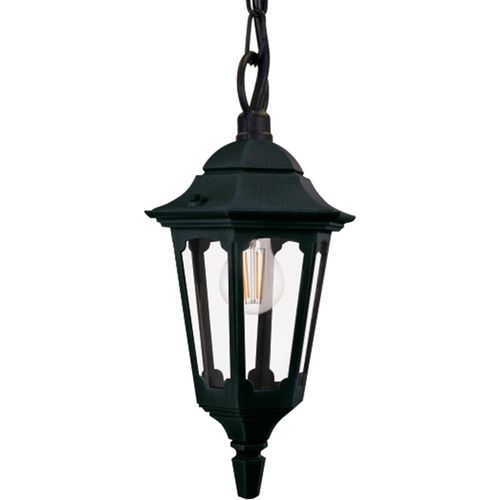 Außenleuchte, Pendelleuchte, Alu, Glas, Schwarz, H 42 cm