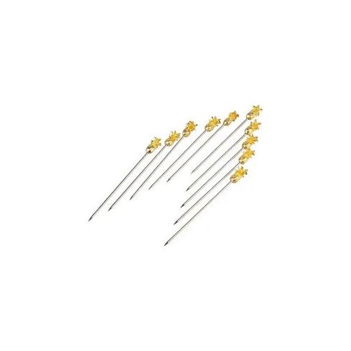 Cocktailspieße Ananas, Metall goldfarben - 11,6cm (10 Stk.)