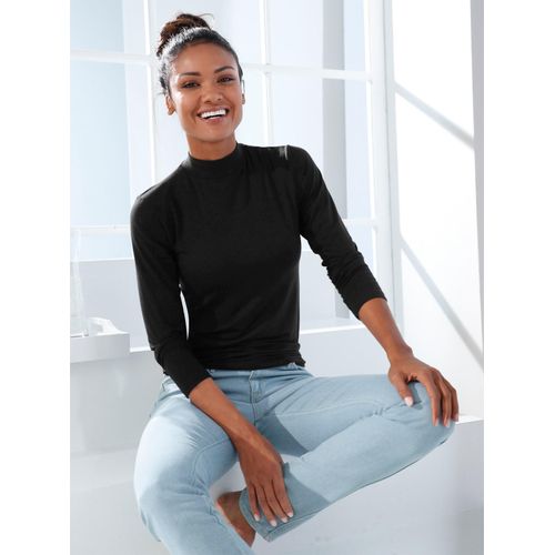 Unterziehshirt WÄSCHEPUR, Damen, Gr. 40, Normalgrößen, schwarz, 95% Modal, 5% Elasthan, Turtleneck, Langarm, Unterhemden