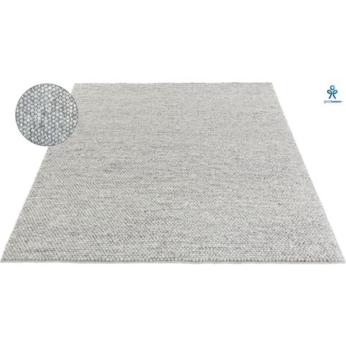 my home Wollteppich »Wolly«, rechteckig, Wolle, handgewebt, einfarbig