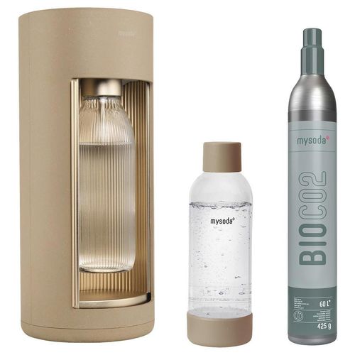 mysoda Wassersprudler Glassy Latte , Greige , Metall, Kunststoff, Holzwerkstoff , 44.5 cm , Küchengeräte, Wasseraufbereitung, Wassersprudler