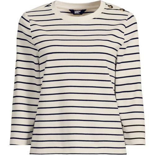 Shirt mit Schulterknöpfen, Damen,  Weiß, Baumwolle, by Lands' End