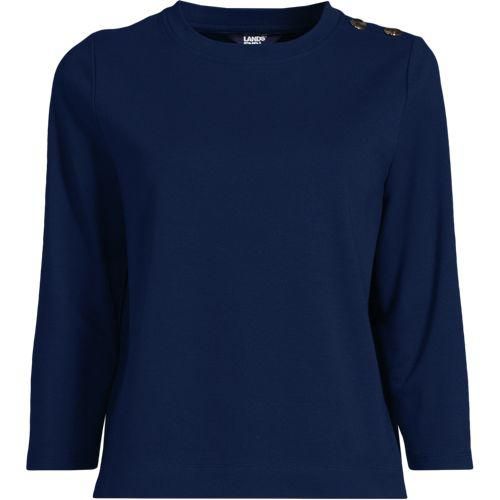 Shirt mit Schulterknöpfen, Damen,  Blau, Baumwolle, by Lands' End