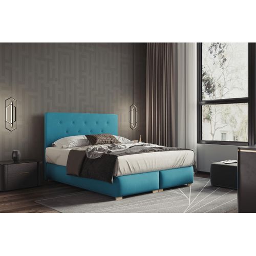 Lupin Boxspringbett 200 x 200 Türkis Polsterbett H3 Matratze mit Topper