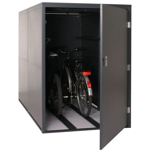 2er-Fahrradgarage MCW-L56c, Gerätehaus Fahrradbox mit Ablage, abschließbar Metall 160x113x209cm anthrazit