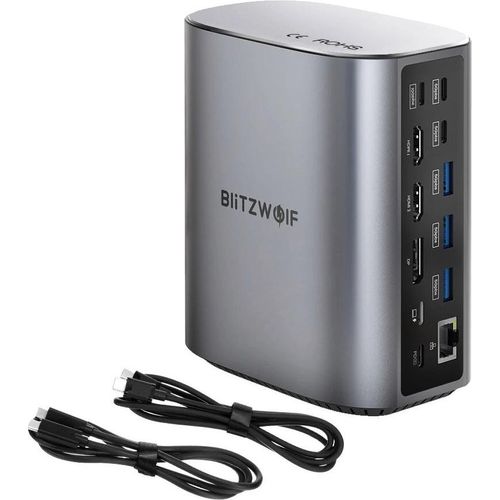 17-in-1 USB C Docking Station mit Dual HD 4K/60Hz, USB 3.0, USB 3.2 10Gbps Datenübertragung, RJ45 Ethernet-Port, PD 100W Schnellladung