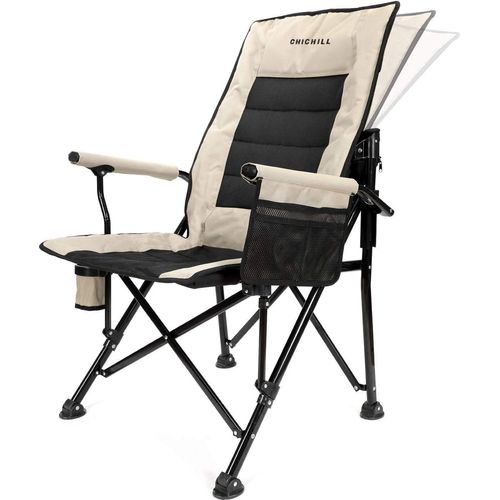 Klappbarer Campingstuhl Verstellbar Stabil Beige bis zu 180kg
