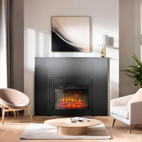 Elektrokamin mit Lamellenleisten ElectricSun LAMELIA Schwarz Matt, mit Soundeffekt, mit App, 3 Farbeinstellungen, B120xH102cm