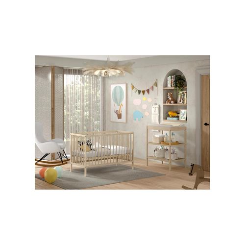 DINO Baby Set best. aus Babybett und Wickelregal, Buche massiv - versch. Ausführungen - Natur