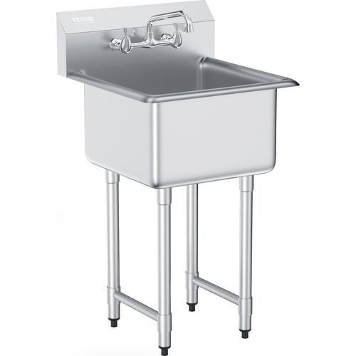 VEVOR Edelstahl Spültisch Gewerbliche Spülbecken 533,4x457x1041mm Wasserhahn