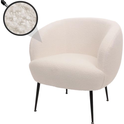 Lounge-Sessel HWC-O37, Cocktail-/Clubsessel Polstersessel Sessel, Stoff/Textil Bouclé (330g/m²) Metall MVG weiß