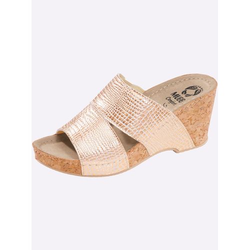 Hausschuh MUBB, Damen, Gr. 39, rosa (rosegold), Leder, feminin, Schuhe Pantolette
