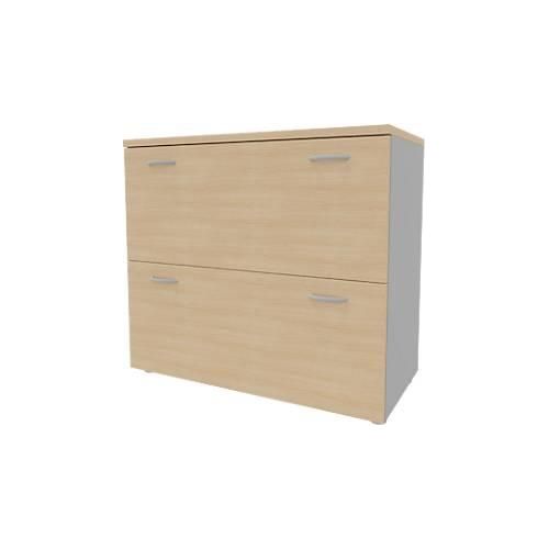Hängeregistraturschrank ARLON OFFICE, 2 Ordnerhöhen, B 900 x T 450 x H 816 mm, Eiche-Dekor/alu