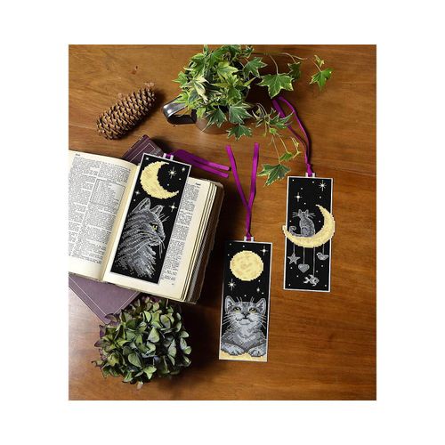 Lesezeichen "Katze & Mond", 3er-Set