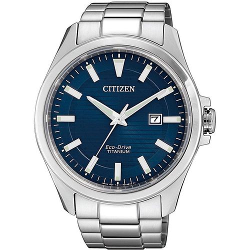 Solaruhr CITIZEN, silber (silberfarben, blau), Armbanduhren, Herren, Armbanduhr, Herrenuhr, Titan