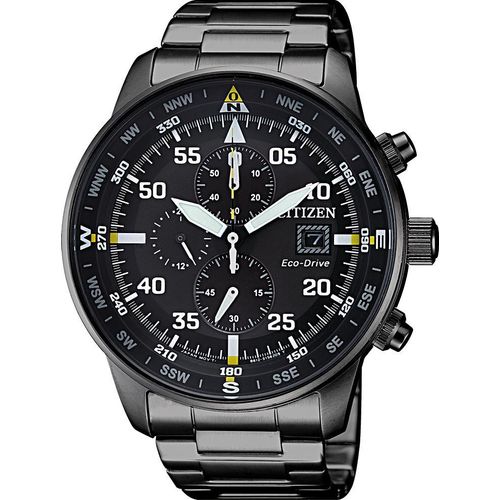 Chronograph CITIZEN, schwarz, Armbanduhren, Herren, Armbanduhr, Herrenuhr, Solar, Stoppfunktion, Edelstahlarmband