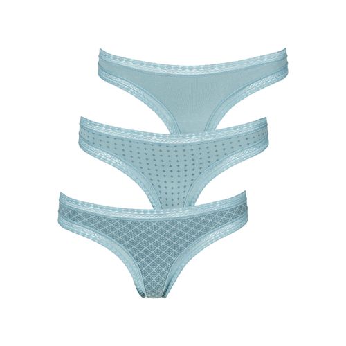 String LASCANA, Damen, Gr. 32/34, grün (mint), Jersey, Obermaterial: 95% Baumwolle, 5% Elasthan. Spitze: 90% Polyamid, 10% Elasthan, bedruckt, unifarben, körpernah, Unterhosen, aus elastischer Baumwolle mit weicher Spitze