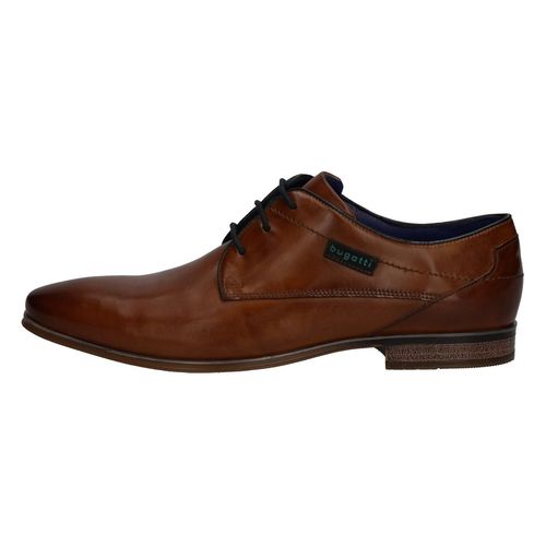 Schnürschuh BUGATTI, Herren, Gr. 42, braun (cognac, used), Leder, elegant, Schuhe Derbyschuh Business-Schnürer, im Used-Look, Freizeitschuh, Halbschuh, Schnürschuh