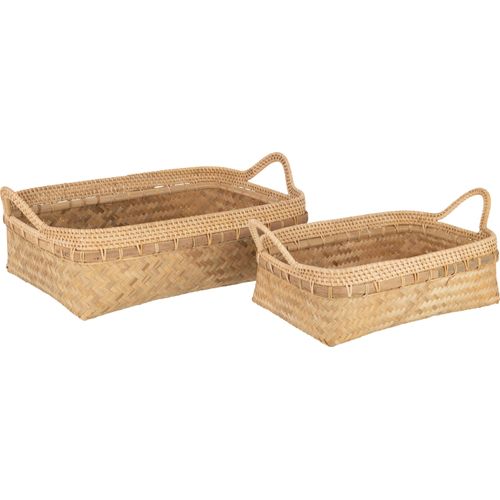 J-line - Set mit 2 Tabletts Bambus Natur - 47x34x16,5cm