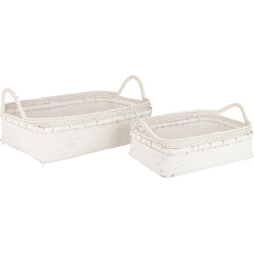 J-Line Set Von 2 Tabletten Bambus Weiß