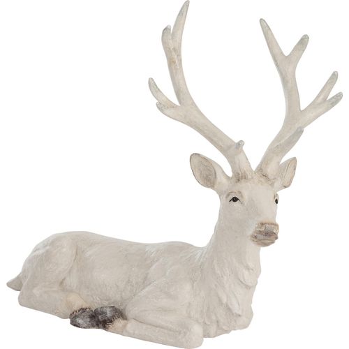 J-Line Hirsch Liegend Magnesium Weiß